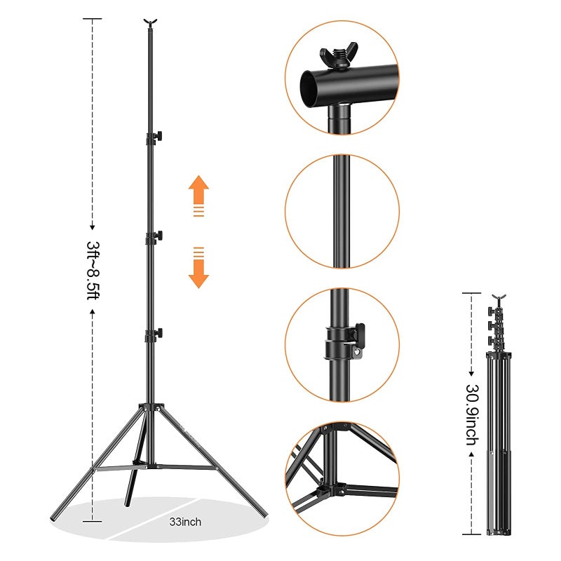 GLOSHOOTING Photo Backdrop Stand, 8.5 x 10 ft Back Drop Adjustable Stands, Photography Background Support System Kit with Carry Bag, Clips and Clamps for Photo Video Studio, Parties, Wedding - Image 4